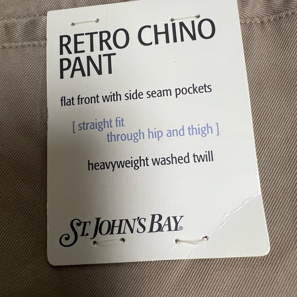 ST JOHN’S BAY KHAKI RETRO CHINO PANTS. FLAT FRONT w/SIDE SEAM POCKETS. W40 x 32L - Picture 8 of 8